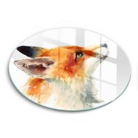 GLASPLATTE Ø 30 cm Gemalter Fuchs - Orange, Glas (30/30cm) - Wallfluent