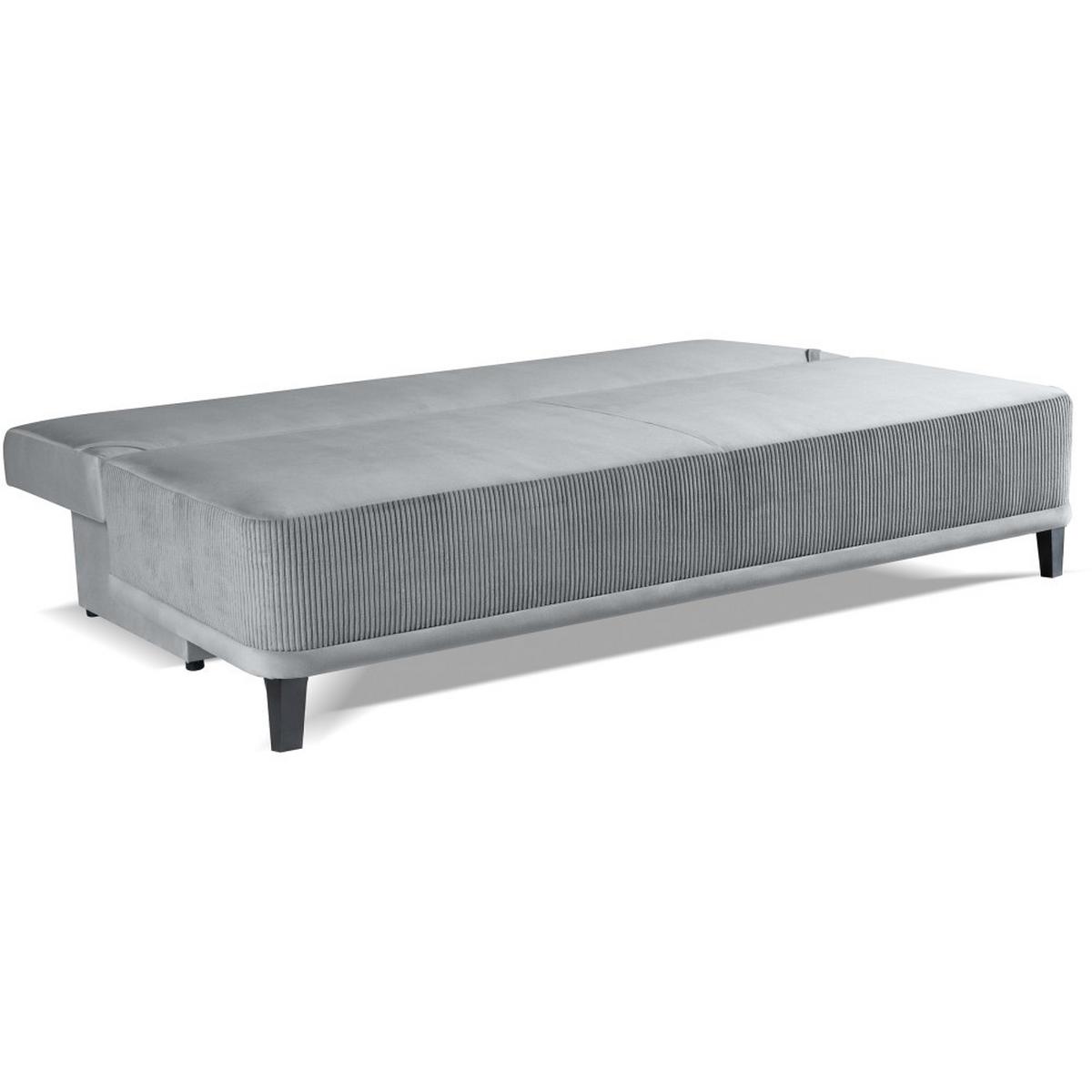 SCHLAFSOFA 3-Sitzer Riso mit Bettkasten, Grau - Schwarz/Grau, Textil (200/91/90cm) - Beautysofa