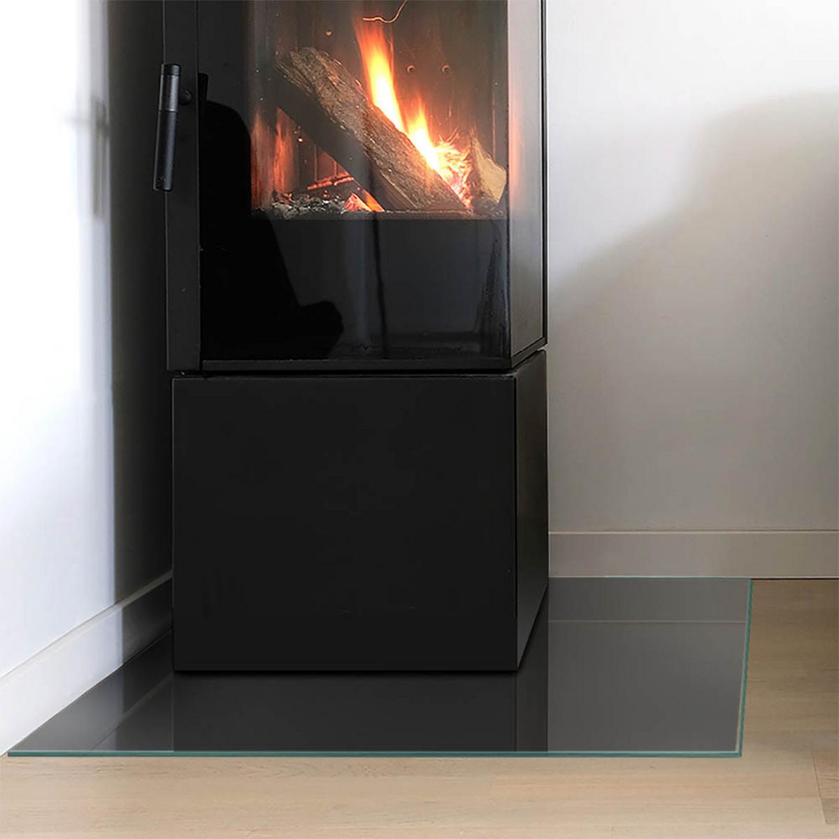 GLASPLATTE für Kamin 60x60 cm - Grau, Glas (60/60/0.4cm) - TULUP
