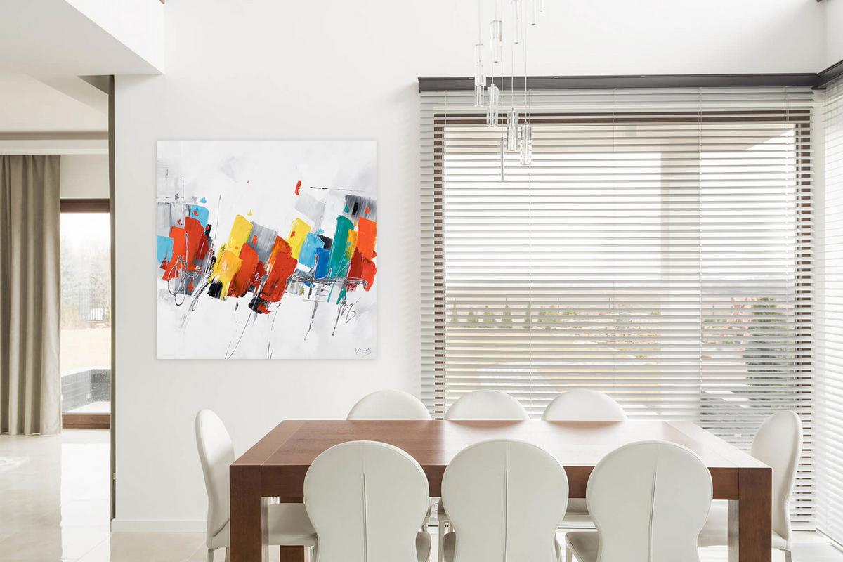ÖLGEMÄLDE 80/80 cm - Multicolor/Weiß, Holz/Textil (80/80cm) - KUNSTLOFT