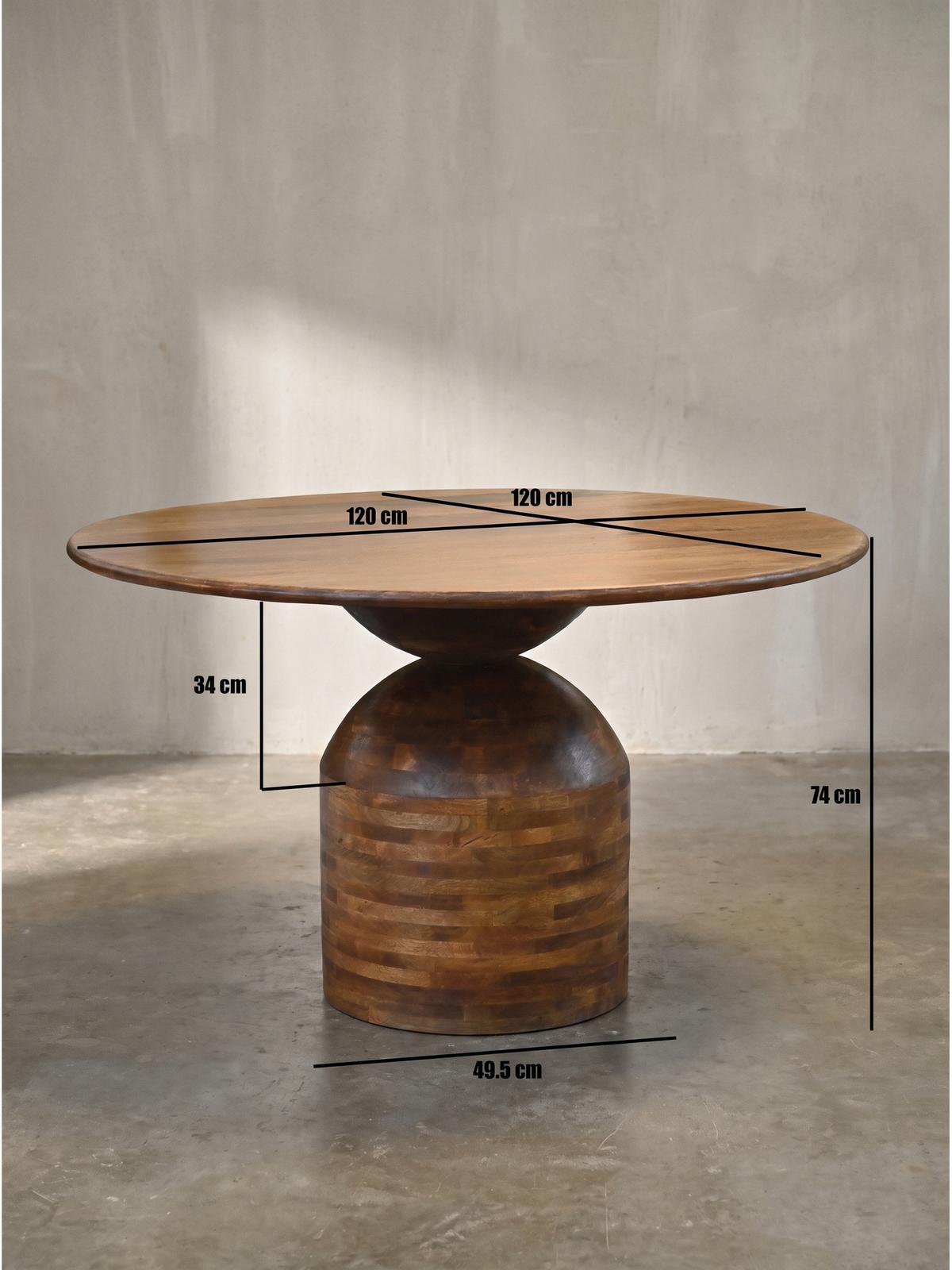 ESSTISCH ATRANI, Mango Massivholz, Ø 120 x 74 cm - Braun, Mangoholz/Holz (120/120/74cm) - KADIMA DESIGN