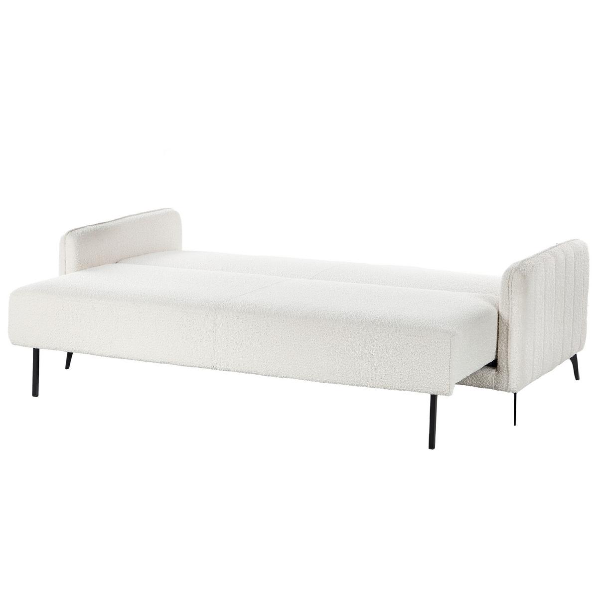 SCHLAFSOFA 3-Sitzer Bouclé Cremeweiß Heming - Creme, Textil (200/88/90cm) - Beliani