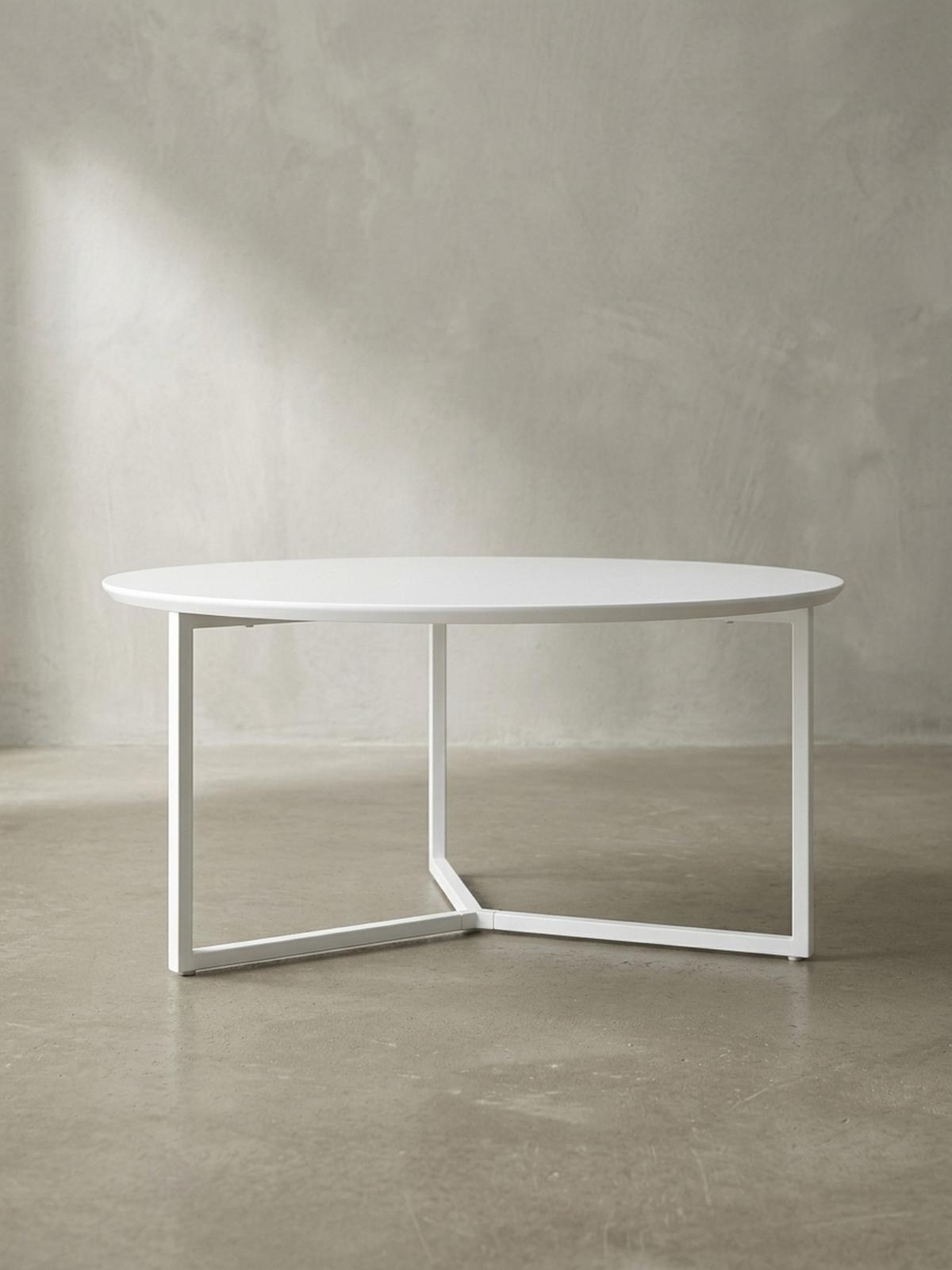 COUCHTISCH rund, Weißes MDF-Holz mit Metallbeinen, Durchmesser 80 cm, Höhe 33 cm - Weiß, Holz/Metall (80/80/33cm) - KADIMA DESIGN
