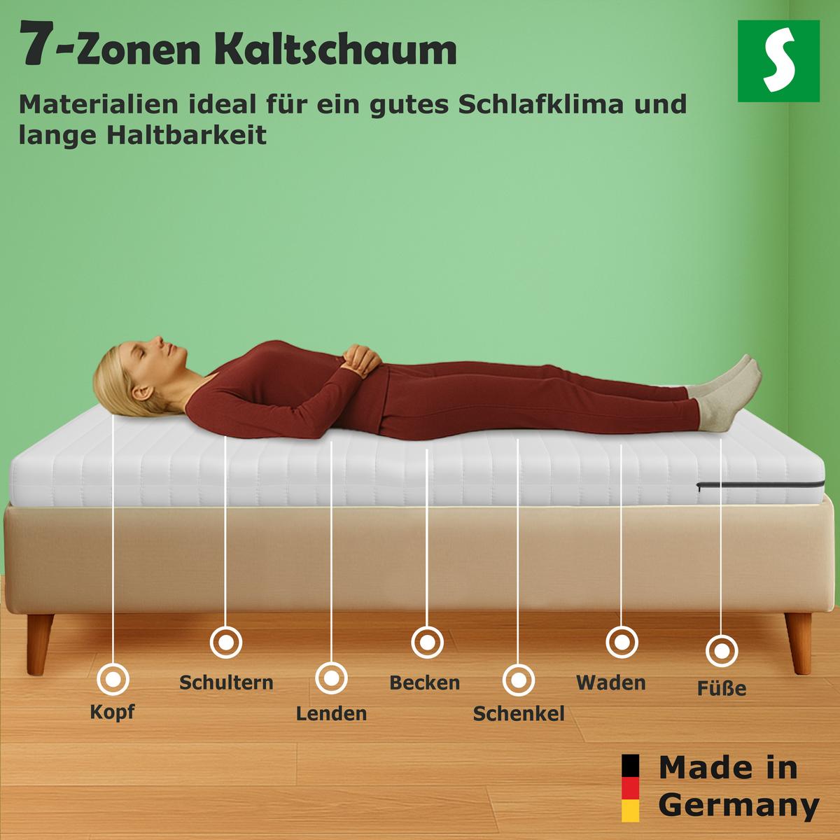 KALTSCHAUMMATRATZE – Wendematratze H2/H3 mit abnehmbarem Bezug 100x190 cm - Weiß, Textil (100/190cm) - Schlaftroll