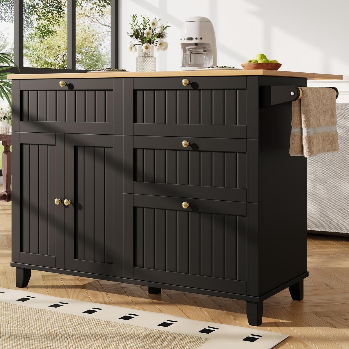 KÜCHENINSEL Schwarz 130/70/88 cm - Schwarz, Holzwerkstoff (70/88/133cm) - Urban Meuble