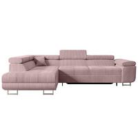 ECKSOFA mit Schlaffunktion und Bettkasten GUSA-L 272x202x107 cm Rosa Cord - Silberfarben/Rosa, Holzwerkstoff/Textil (202/272cm) - ALTDECOR