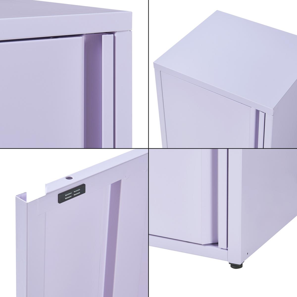 AKTENSCHRANK Burlöv - Lila, Metall (40/88/35cm) - [en.casa]