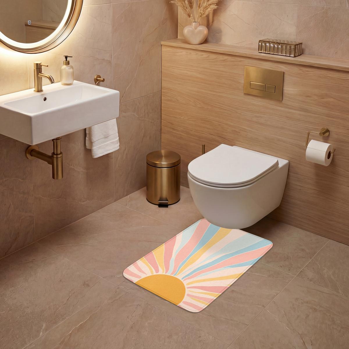 WC-VORLEGER Illustration - Sonne - Pastellfarben WC Teppich 40x60 cm - Pastellblau, Textil (40/1cm) - OnlyWow