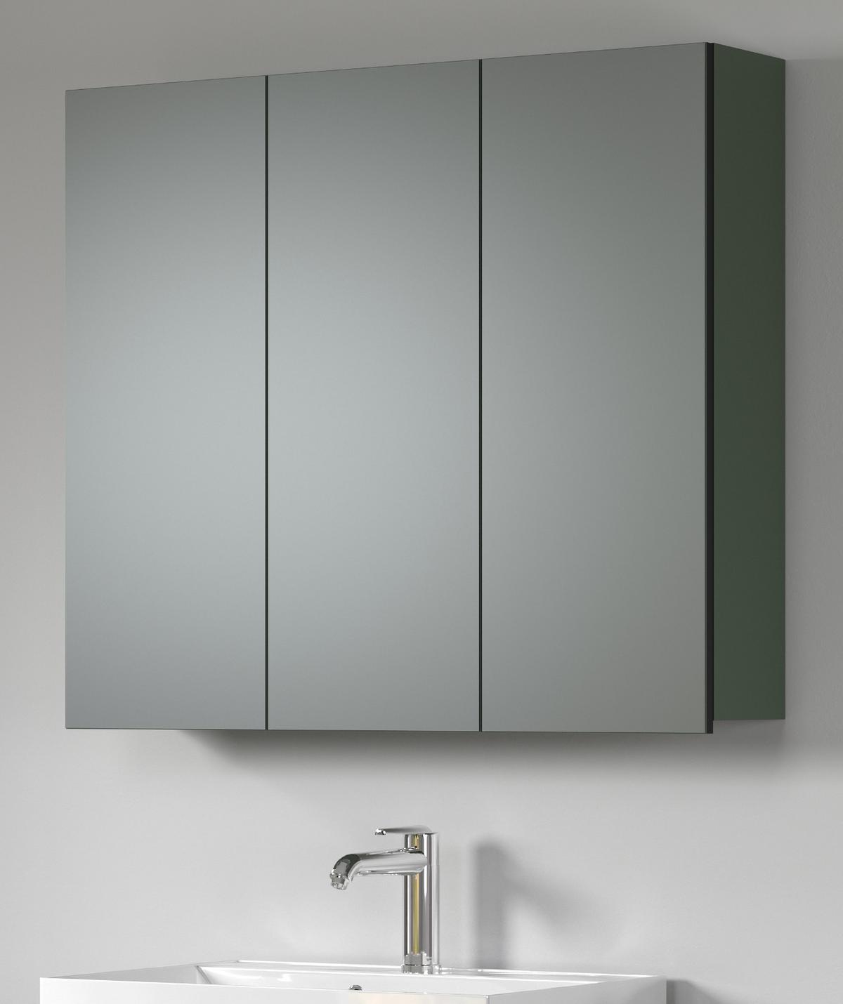 SPIEGELSCHRANK grün 90 cm, Badschrank 3-türig - Klar/Grün, Glas/Holzwerkstoff (90/80/20cm) - Top.Furn
