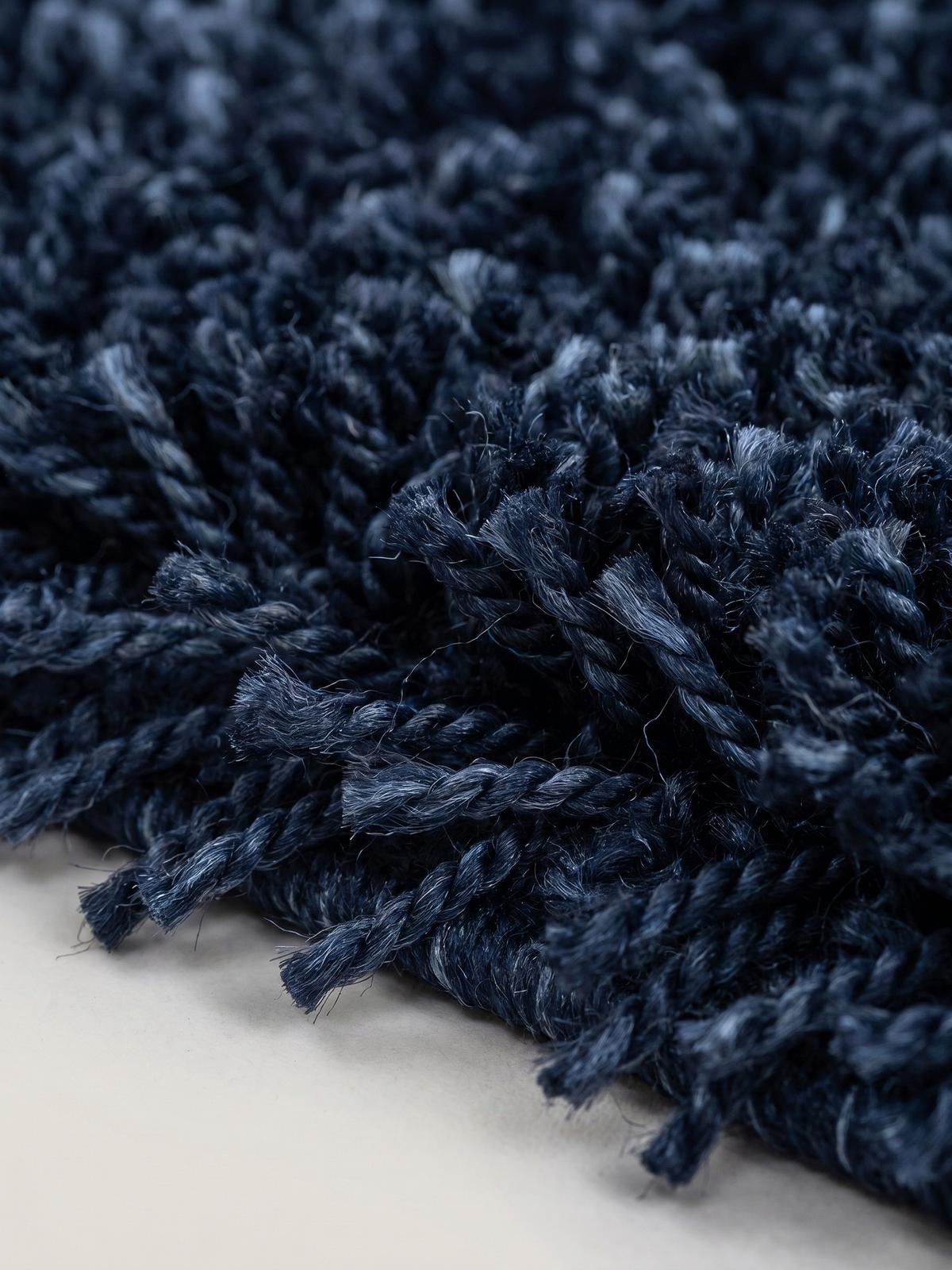 HOCHFLORTEPPICH RHEIN, einfarbig, aus Polypropylen, Marineblau, Ø 120 cm - Blau, Textil (120/120cm) - KADIMA DESIGN