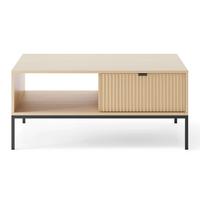 COUCHTISCH Vellore Holzoptik Eiche Schwarzgestell 104 x 68 cm - Beige/Schwarz, Holzwerkstoff/Metall (68/104/46cm) - Selsey