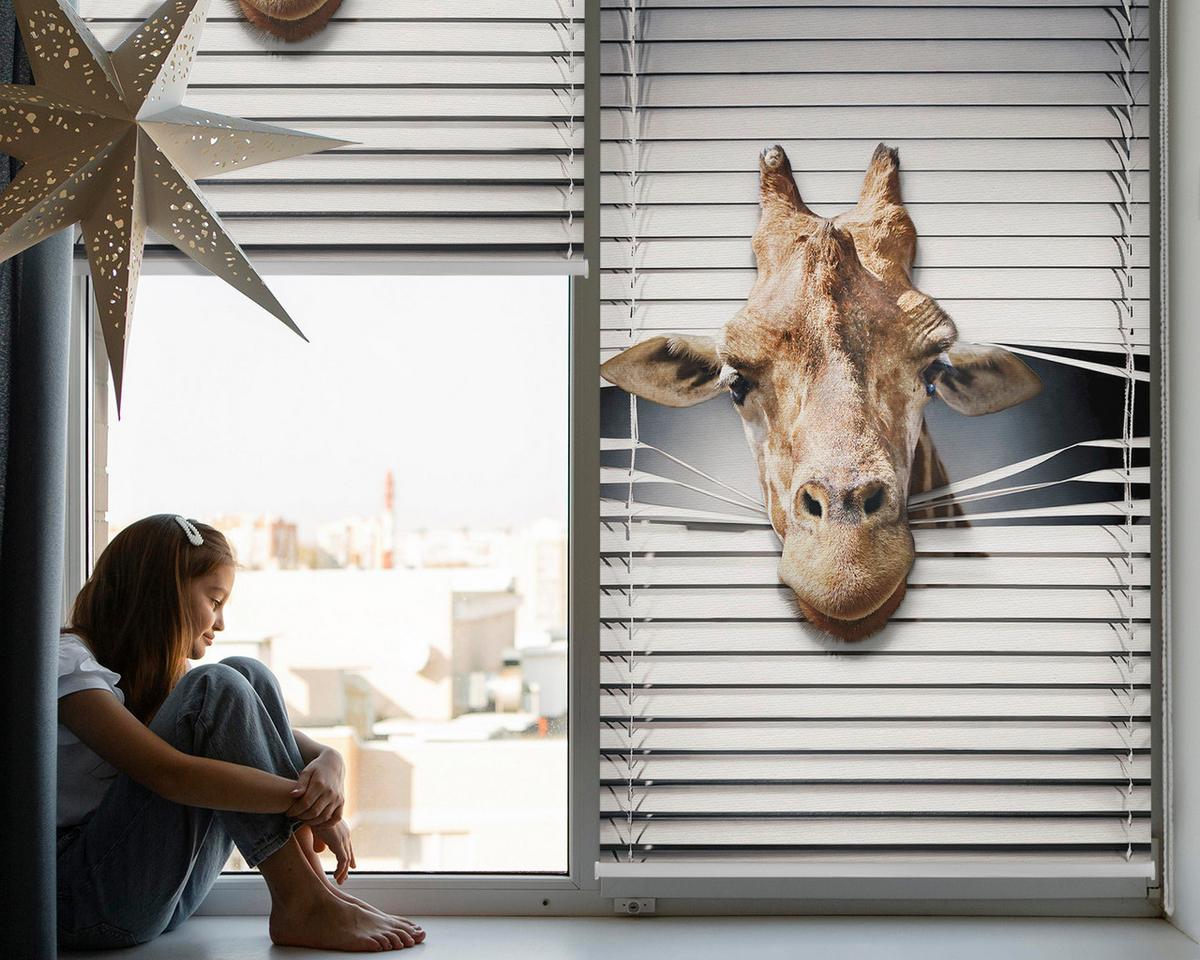 INNENROLLO - Fensterrollo - Rollo - 150x180 cm - Giraffe - Grau, Kunststoff (150/180/0.5cm) - TULUP