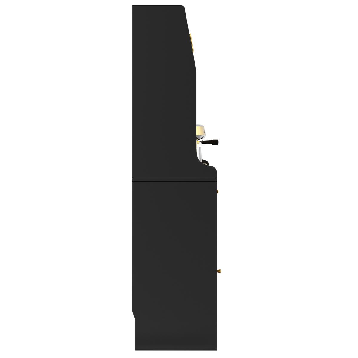 BUFFETSCHRANK schwarz mit glastüren 180 cm hoch mit app-led & 2 schubladen - Schwarz, Holzwerkstoff (120/180/40cm) - Urban Meuble