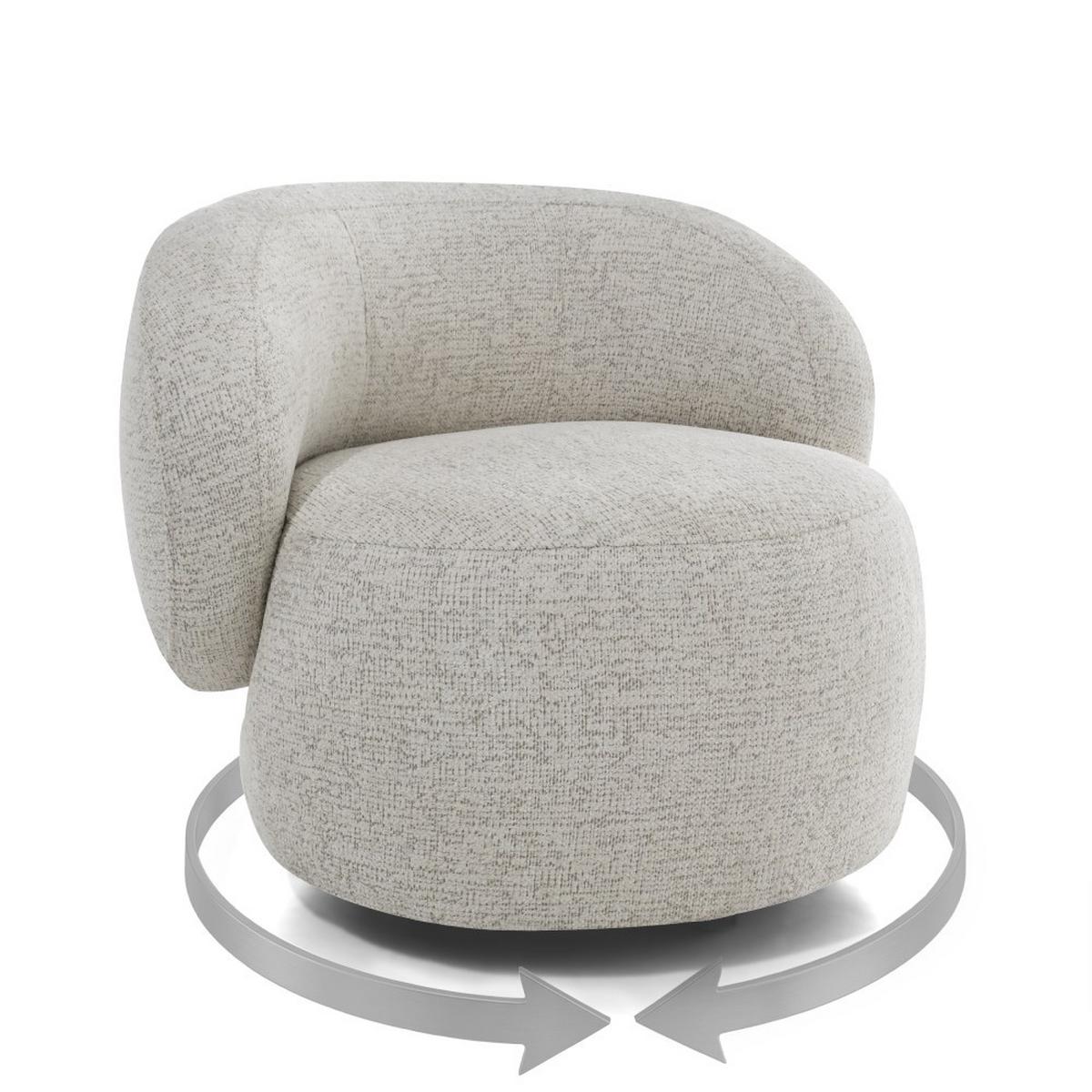 SESSEL Mao, Drehsessel mit runder Form, Beige, Chenille-Stoff - Beige, Textil (99/82/91cm) - Beautysofa