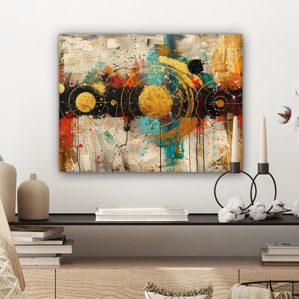 LEINWANDBILD Abstrakt - Kunst - Gold - Modern Wandbild 40x30 cm - Multicolor, Textil (40/30cm) - MuchoWow