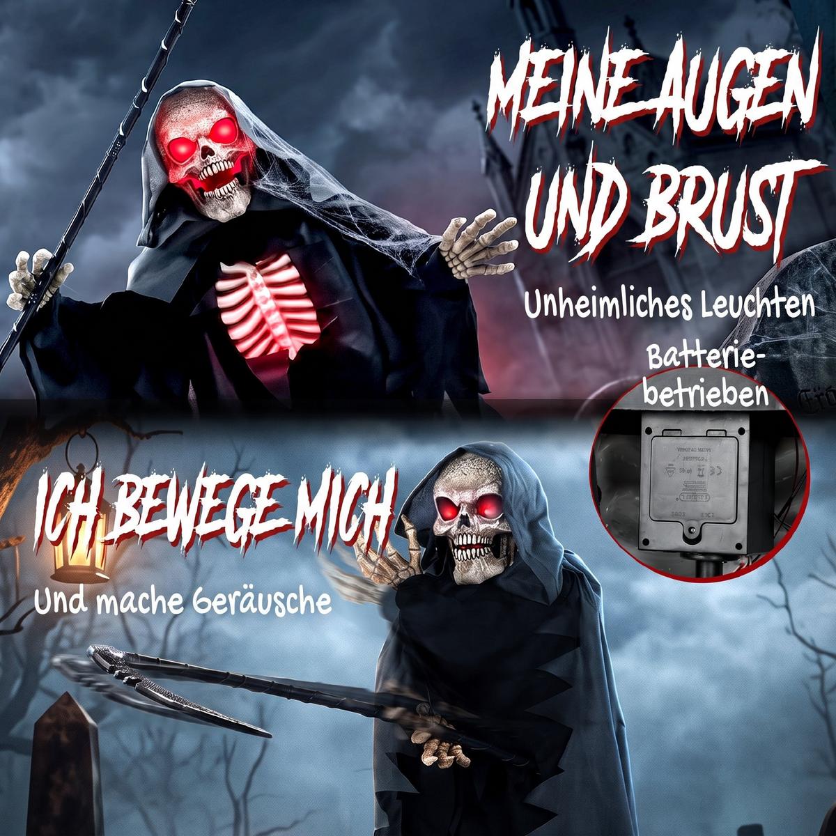 SENSENMANN-DEKO Metall Polyesterfaser Schwarz - Schwarz, Kunststoff (18/170/80cm) - HOMCOM