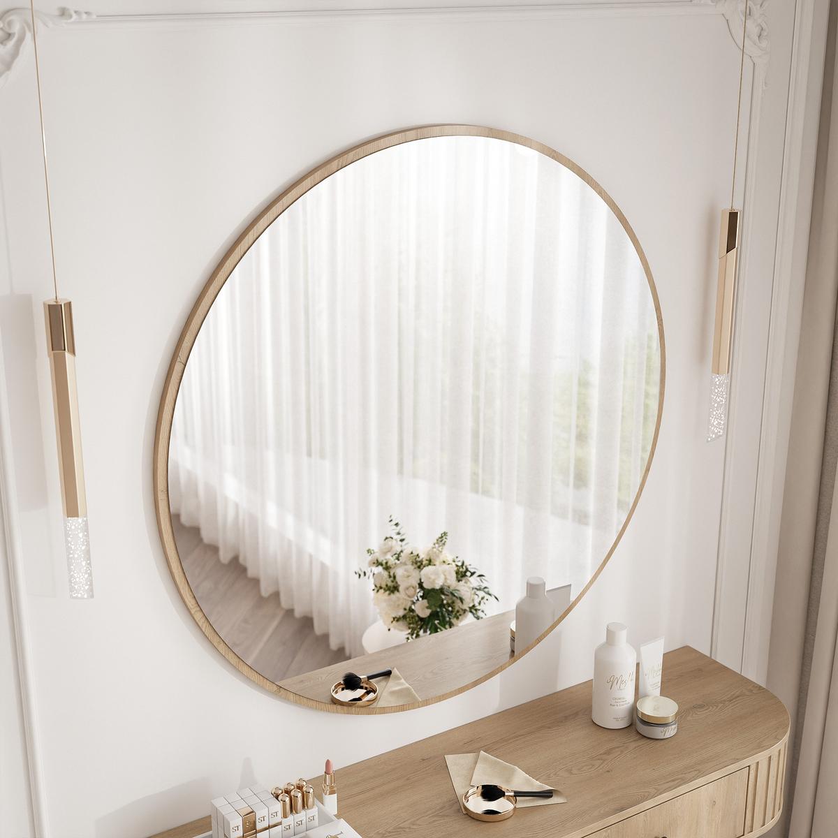 WANDSPIEGEL OVALINE 100 cm Cremona-Eiche - Eichefarben, Glas/Holzwerkstoff (100/100/1.6cm) - Idohome