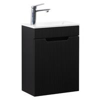 GÄSTE-WC-MÖBELSET Thermis 2 Teile Schwarz Matt - 40 x 22 x 53 cm - Schwarz/Weiß, Holz (40/53/22cm) - Badplaats