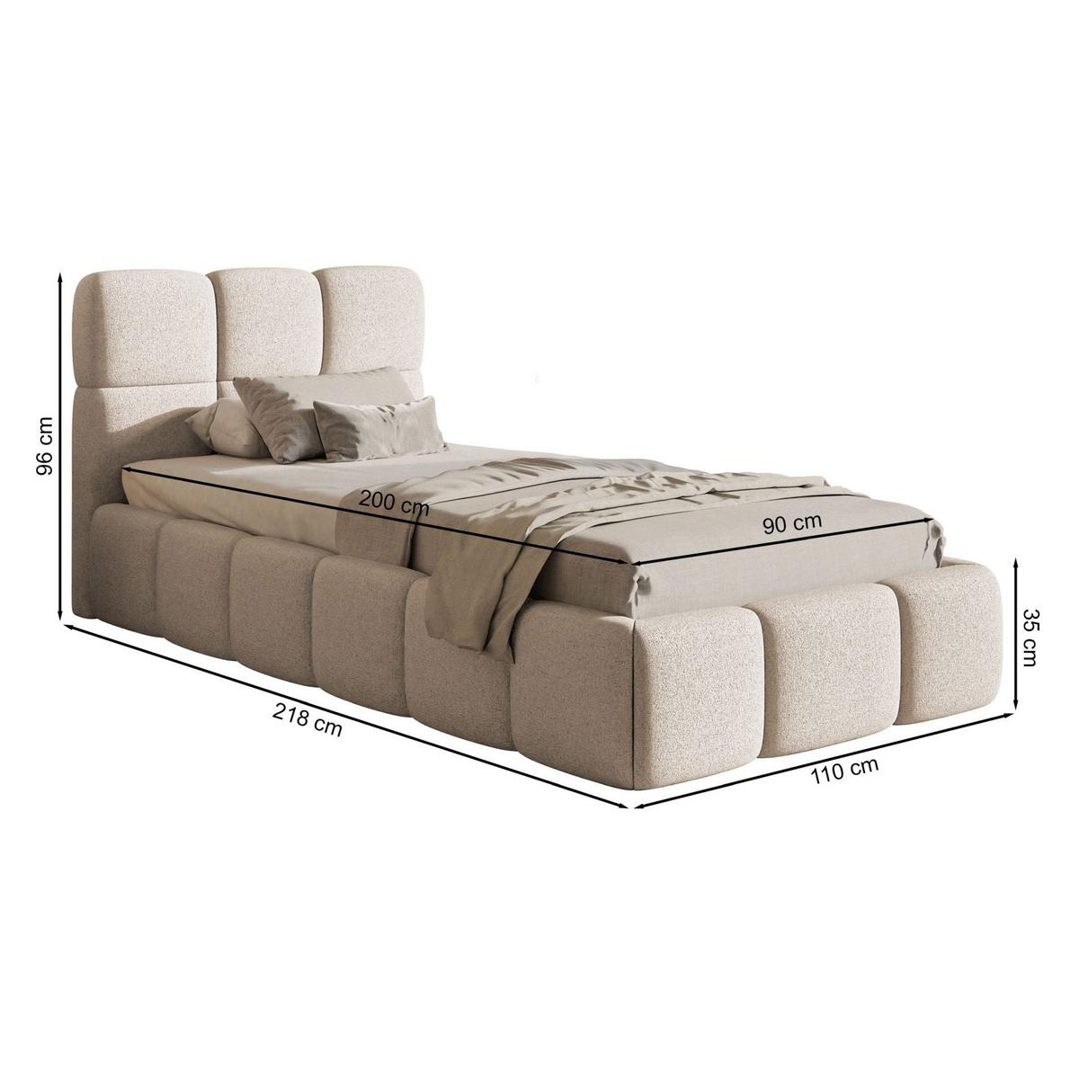POLSTERBETT Cloudy Hellbeige Chenille, 90x200 cm - Ecru/Schwarz, Kunststoff/Textil (90/200cm) - Selsey
