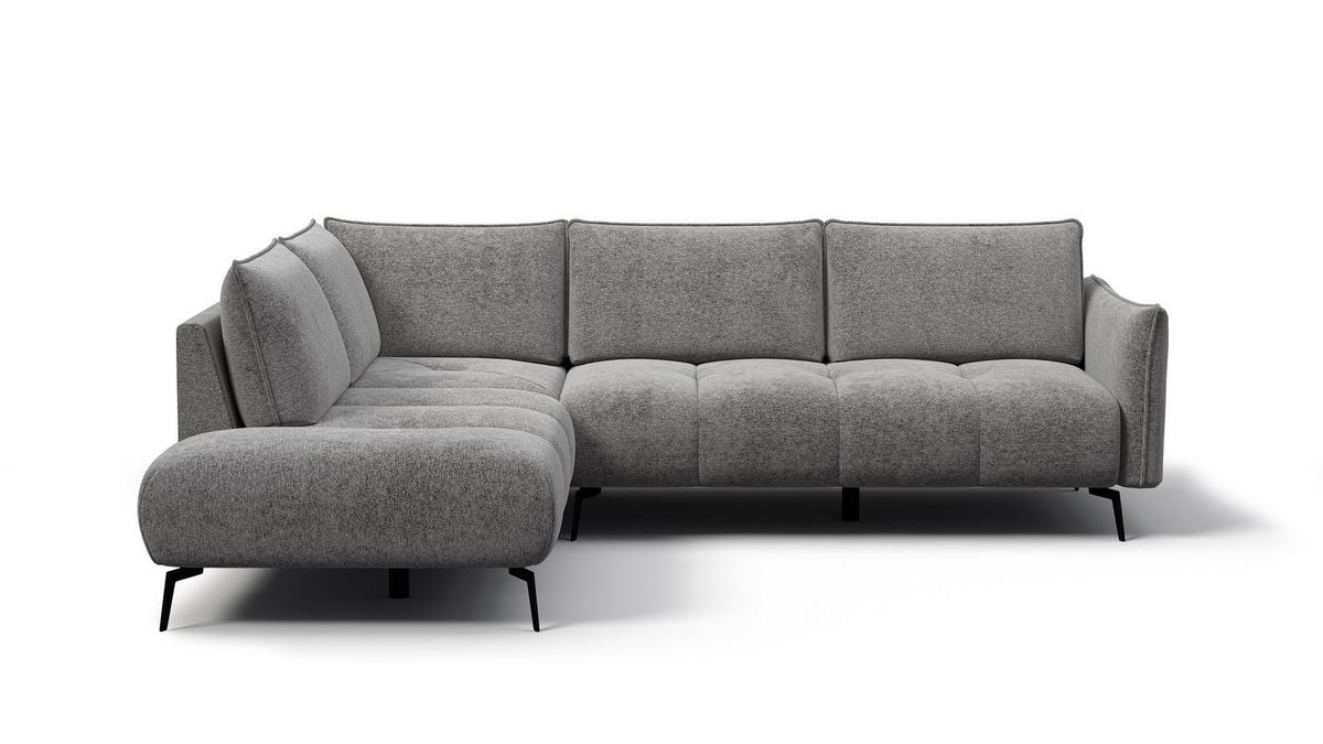 ECKSOFA AERA 5-Sitzer links, platingrau - Schwarz/Grau, Holz/Textil (268/206cm) - Wozimo
