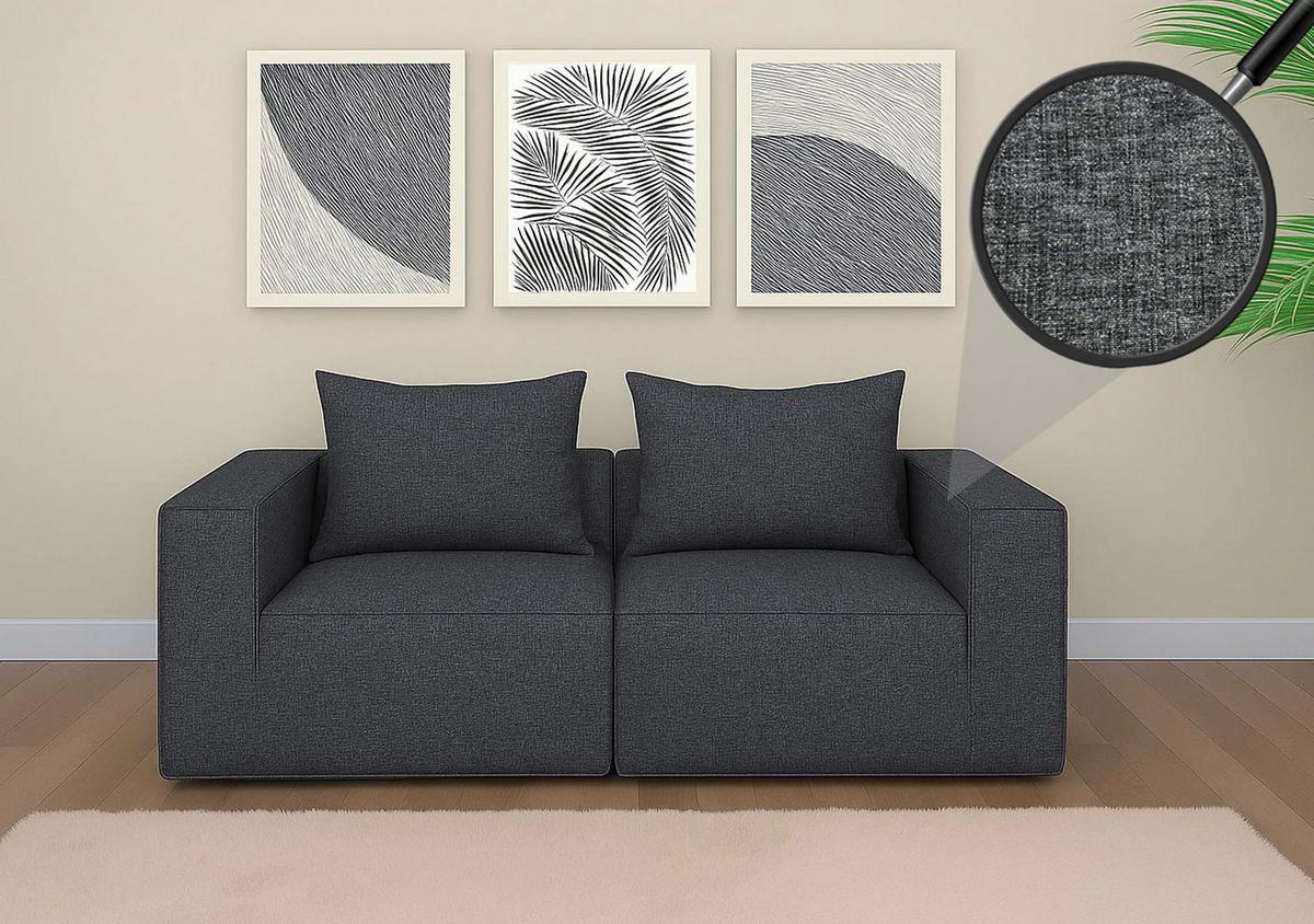 2ER-SOFA Grau - Grau, Textil (194/63/97cm) - MCW
