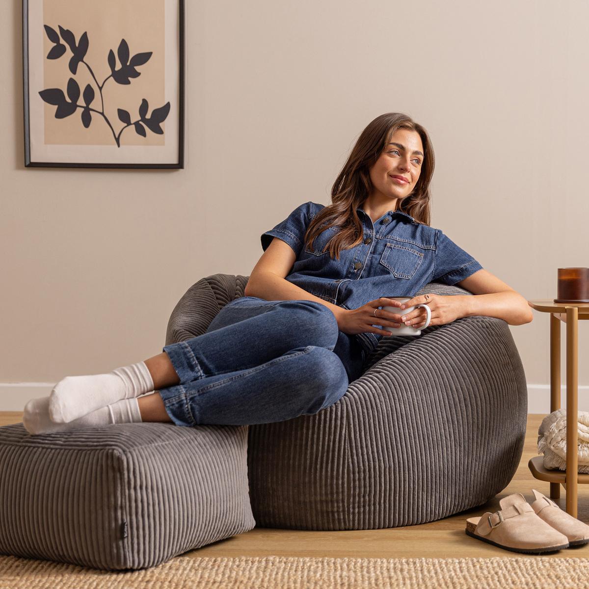 SITZSACK mit Hocker Kingston XXL - Anthrazit, Textil (92/52/92cm) - icon
