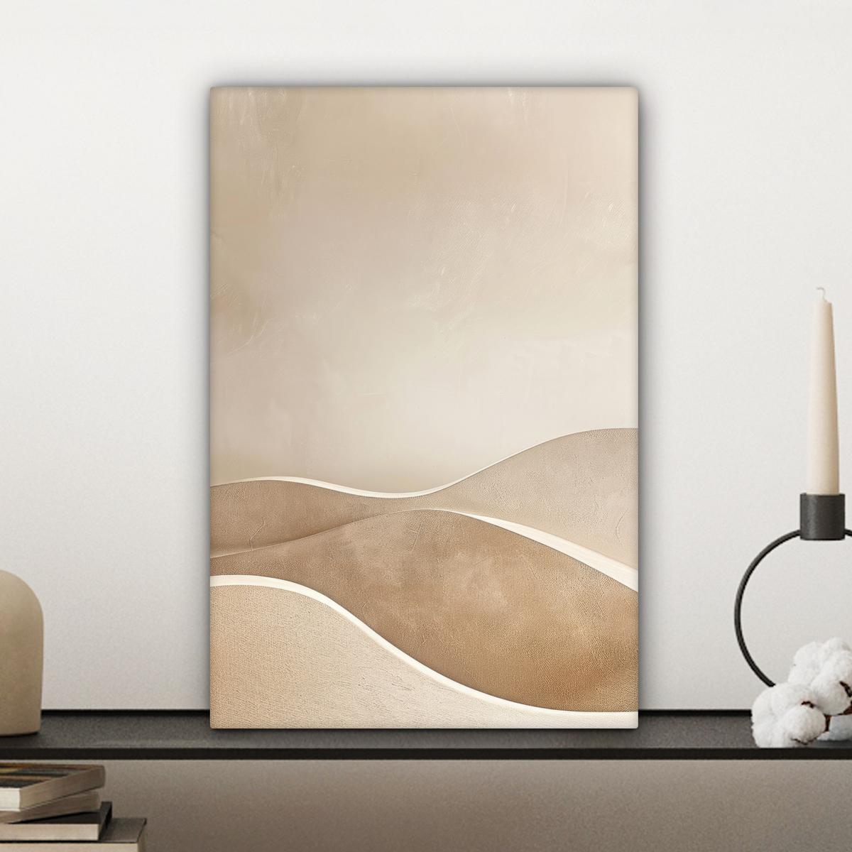 LEINWANDBILD Beige - Natur - Abstrakt - Modern Deko Wohnzimmer 20x30 cm - Beige, Textil (20/30cm) - MuchoWow