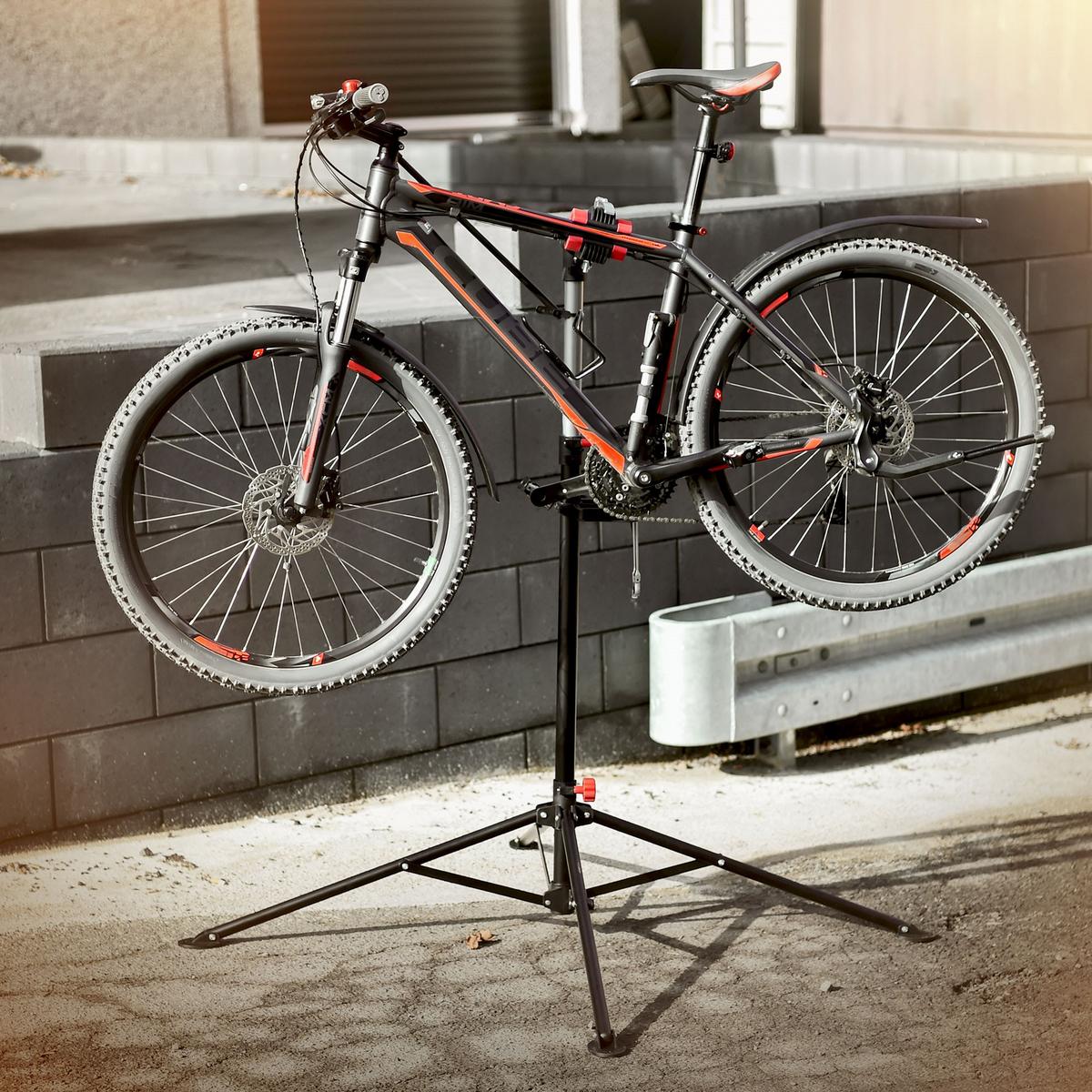 FAHRRADMONTAGESTÄNDER drehbar Schwarz-Blau aus Stahl - Schwarz, Metall (146/185/146cm) - ECD-Germany