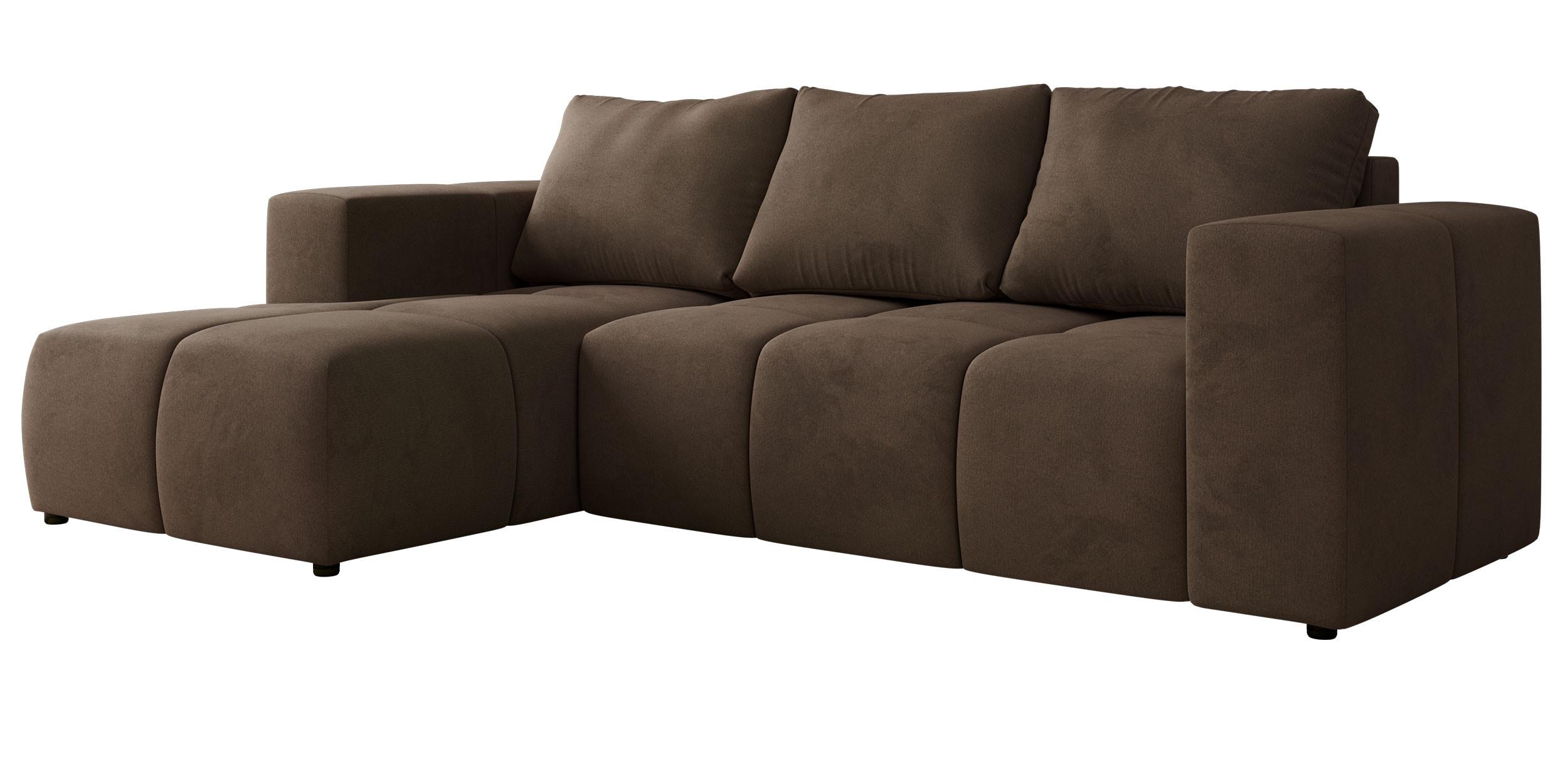 ECKSOFA MONIVA Braun Velvet - Links - Schwarz/Braun, Textil (164/266cm) - MKS
