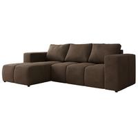 ECKSOFA MONIVA Braun Velvet - Links - Schwarz/Braun, Kunststoff/Textil (164/266cm) - MKS