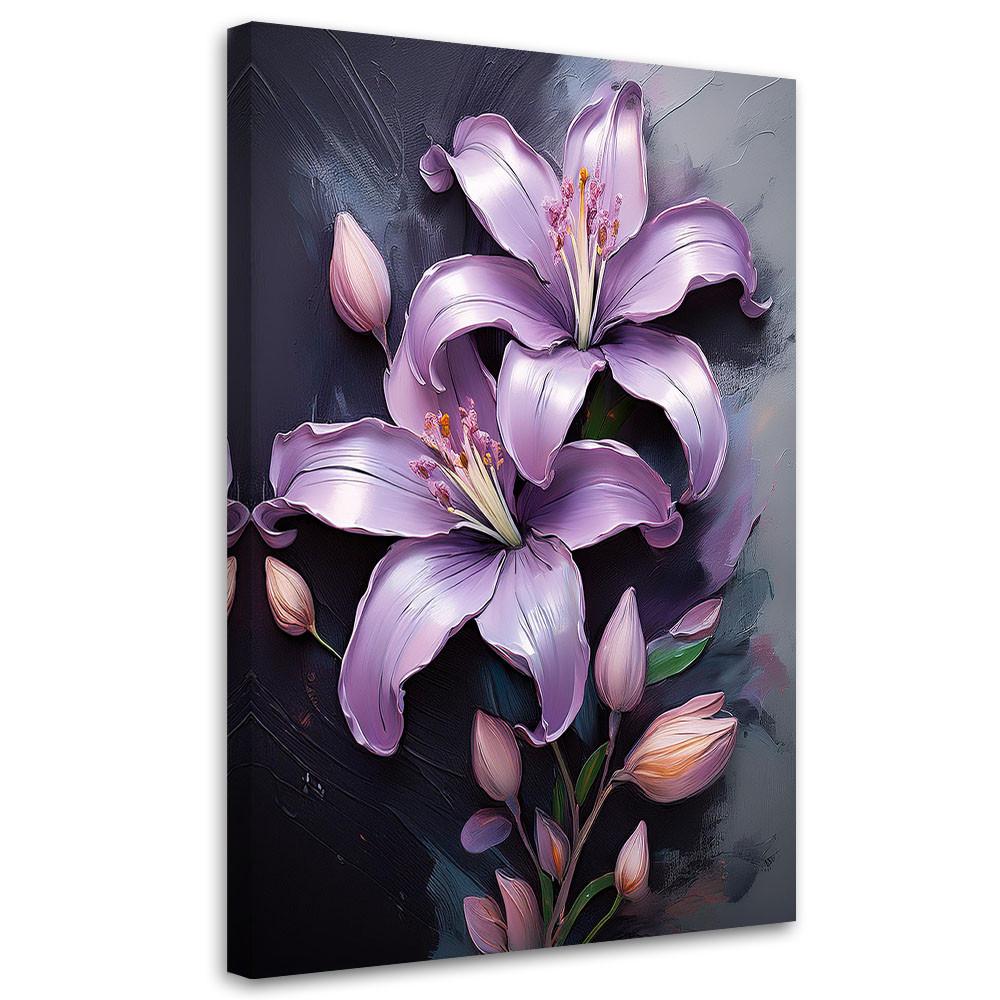 WANDBILD lila bemalte lilienblumen - Lila, Textil (40/60cm) - Feeby