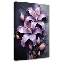 WANDBILD lila bemalte lilienblumen - Lila, Textil (40/60cm) - Feeby
