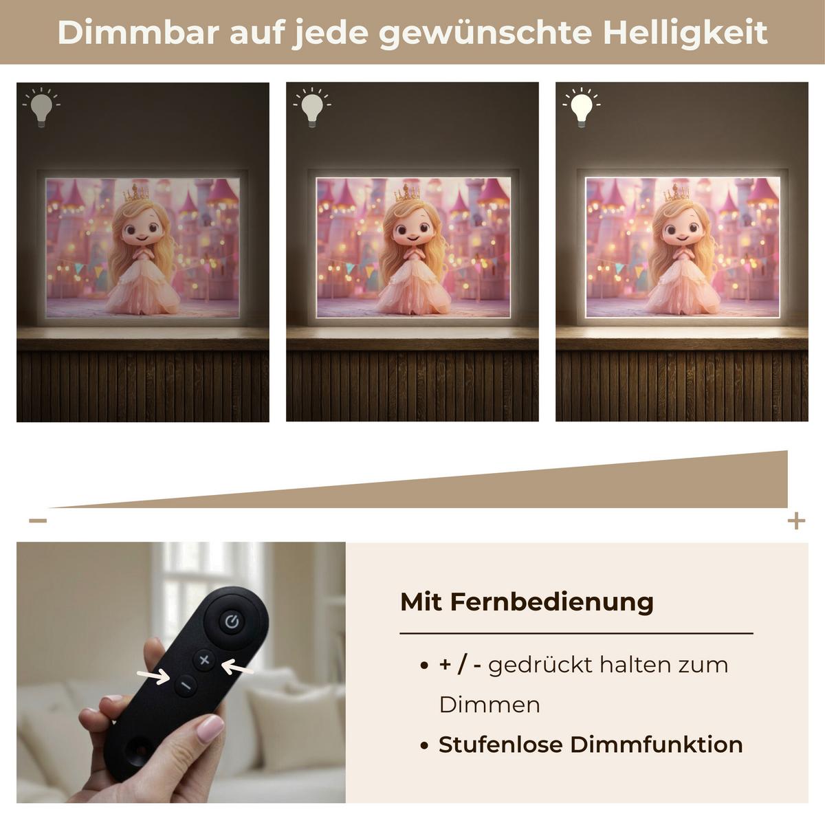NACHTTISCHLAMPE MIT AKKU Prinzessin - Rosa - Schloss 40x30 cm - Rosa, Holzwerkstoff (8/40/30cm) - OnlyWow