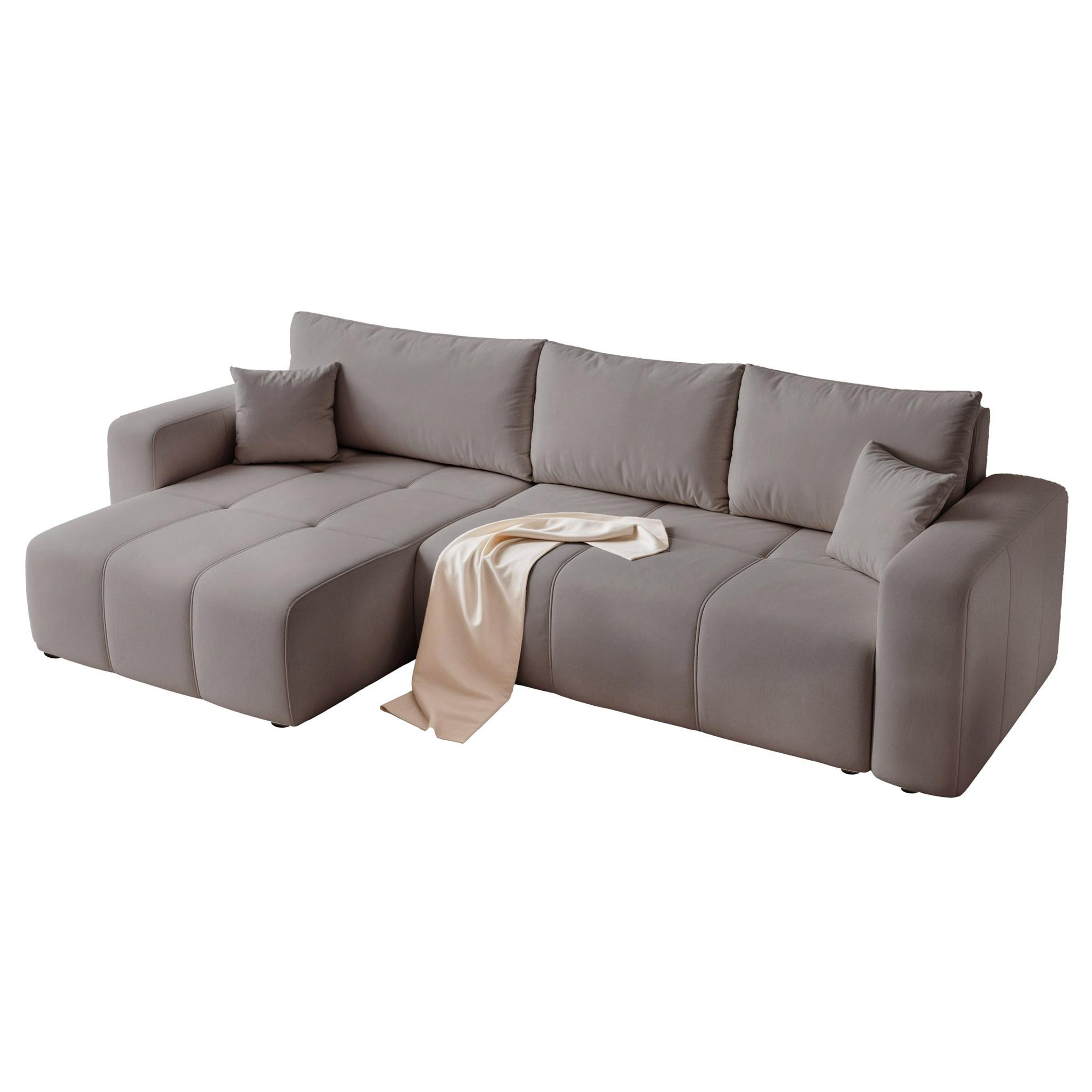 ECKSOFA Leros Xl Mit Schlaffunktion - Grau, Holzwerkstoff/Textil (278/145cm) - Fun Möbel