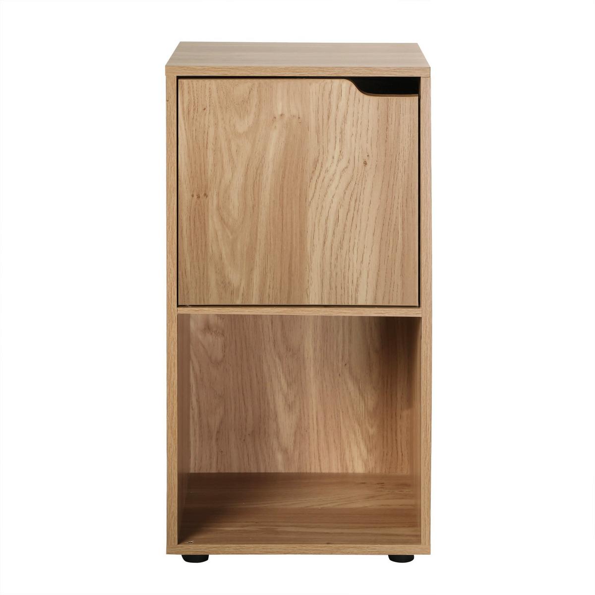 NACHTTISCH mit 2 Fächern im Holzdekor mit 1 Tür 30,7/29/61,6 cm - Eichefarben, Holzwerkstoff (29/61.6/30.7cm) - Calicosy