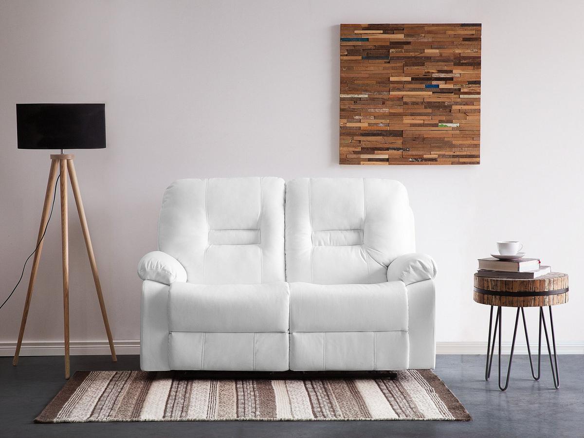 2-SITZER-SOFA Kunstleder Weiß Bergen - Weiß, Kunststoff/Textil (146/101/73cm) - Beliani