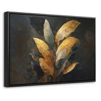 LEINWAND Bilder mit Rahmen - Golden Leaf Komposition - Botanical Luxury - 30x20 - Goldfarben, Textil (30/20cm) - MuchoWow