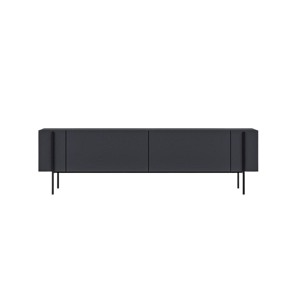 TV-MÖBEL mit 2 klappbaren Türen und Metallfüßen 31,4/160/45,6 cm - Anthrazit, Holzwerkstoff (31.4/45.6/36cm) - Calicosy