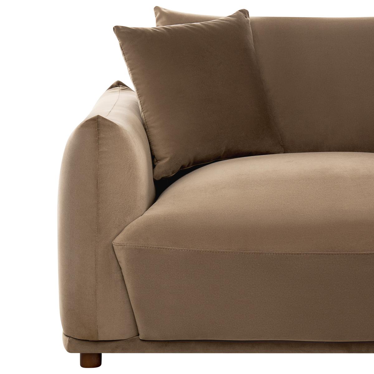 3-SITZER-SOFA Samtstoff Braun Jubek - Braun, Textil (214/81/104cm) - Beliani
