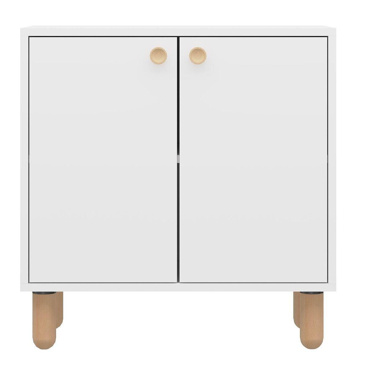 SIDEBOARD mit 2 Türen und Füßen aus massivem Buchenholz 36/72/73 cm - Weiß, Holzwerkstoff (36/73/43cm) - Calicosy