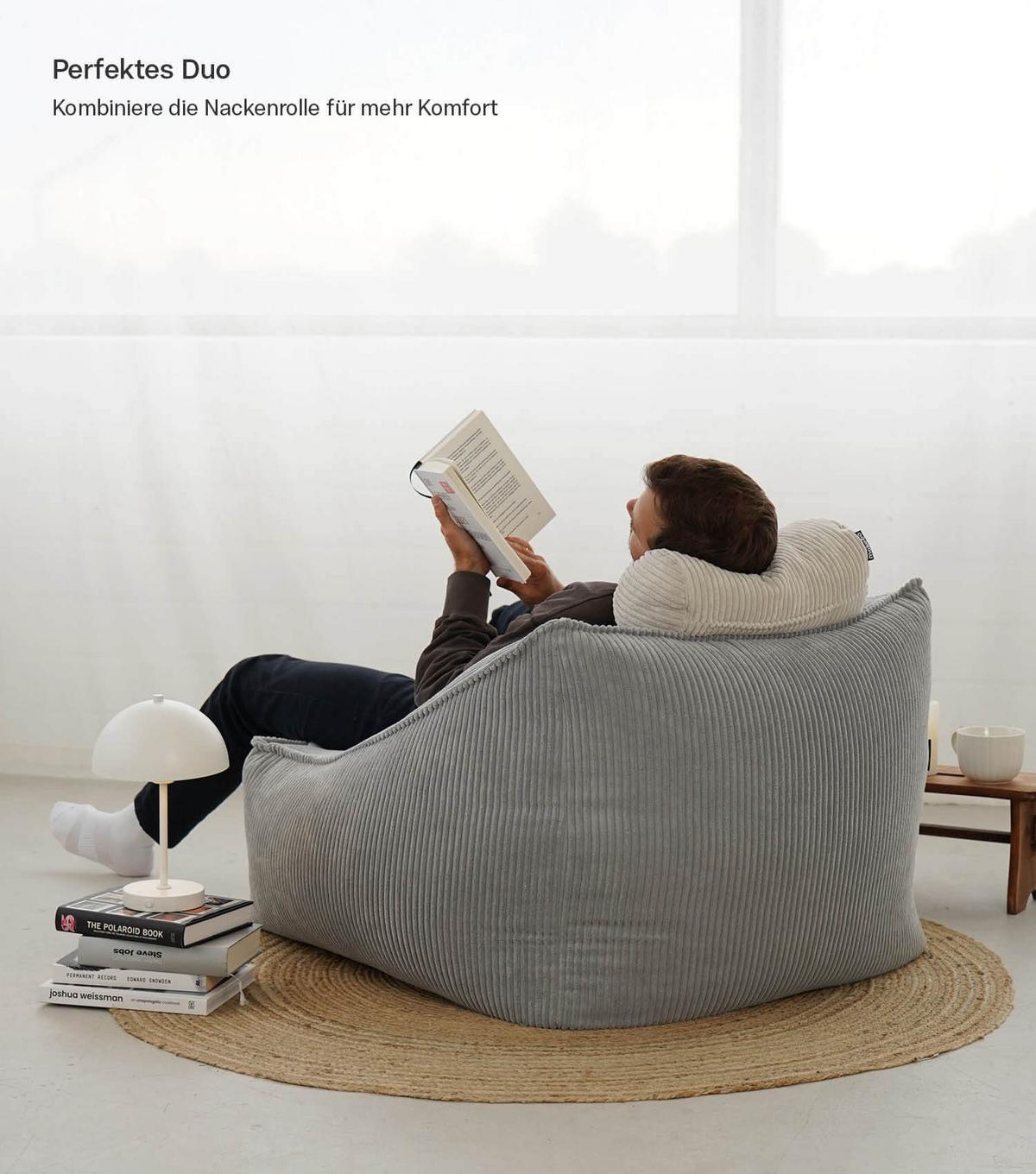 SITZSACK Cord Snug mit Hocker - Grau, Textil (80/60/83cm) - Mokebo