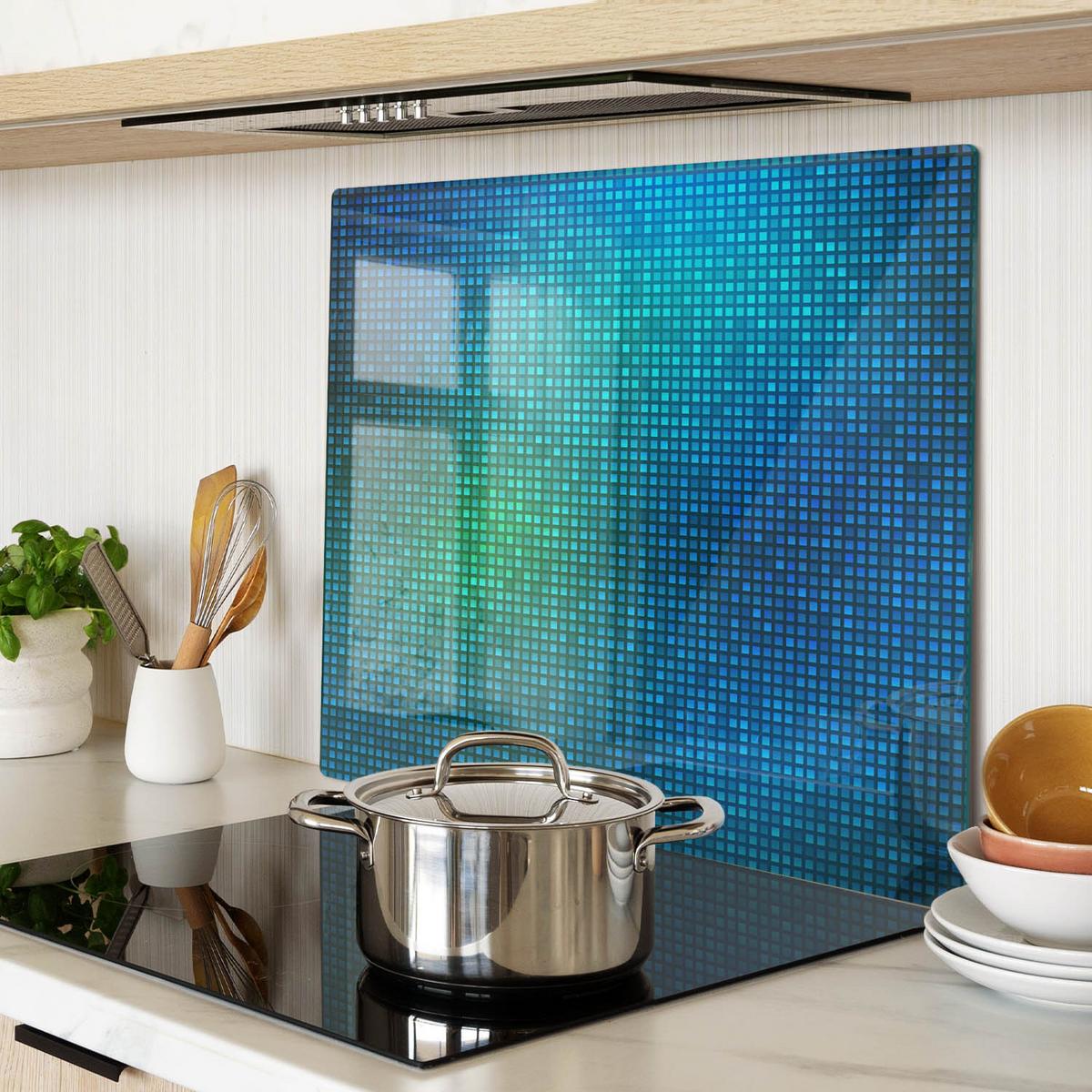 GLASPLATTE 60x52 cm Abstrakt - Blau, Glas (60/0.4/52cm) - TULUP