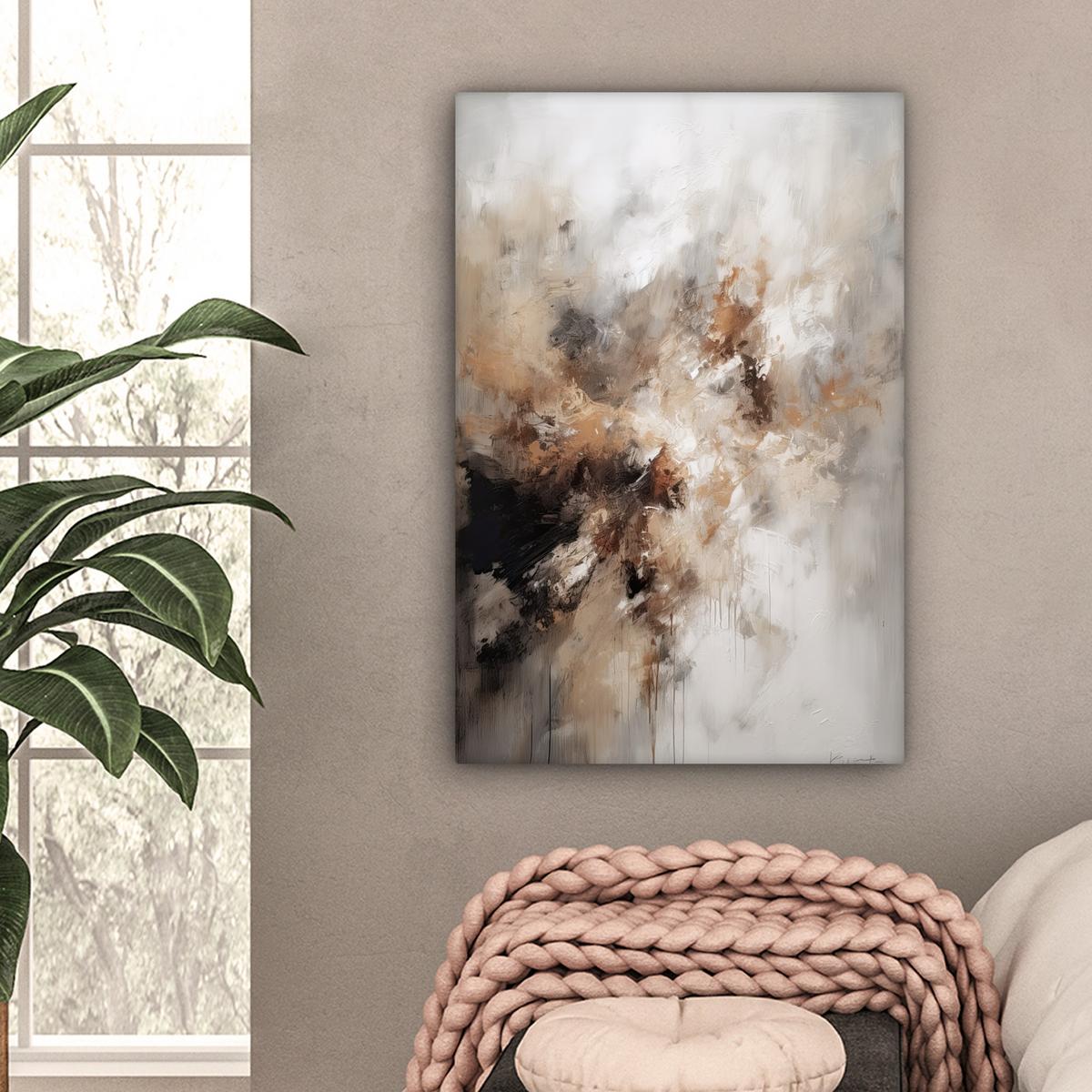 LEINWANDBILD Farbe - Abstrakt - Beige - Kunst Wanddeko 40x60 cm - Greige, Textil (40/60cm) - MuchoWow