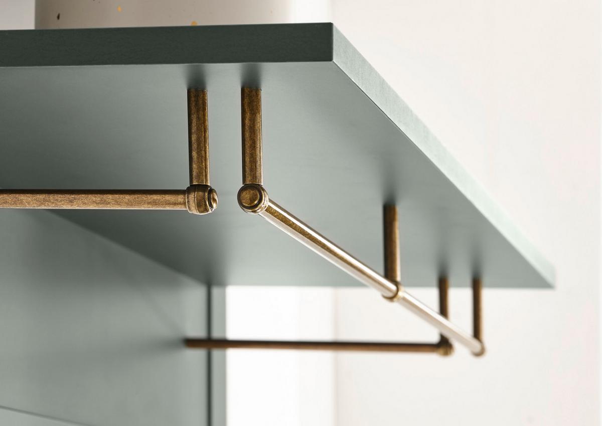 GARDEROBENKOMBINATION grün, Landhausstil, Garderobe Set 5-teilig 282 x 198 cm - Dunkelgrün/Goldfarben, Holzwerkstoff/Kunststoff (283/198/43cm) - Furn.Design