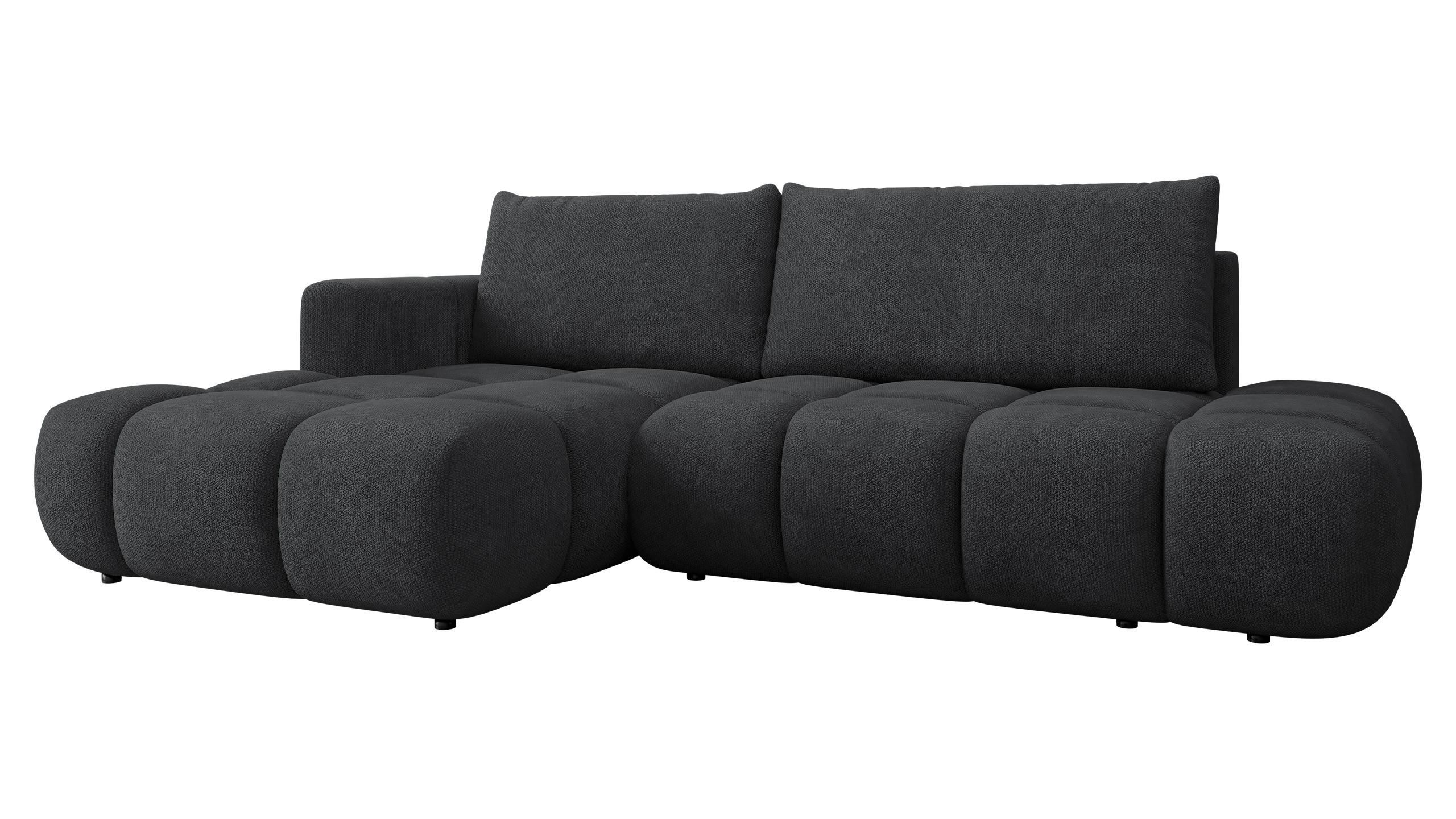 ECKSOFA Soffi, Seite: Links - Dunkelgrau/Schwarz, Holz/Kunststoff (283/166cm) - MIRJAN24