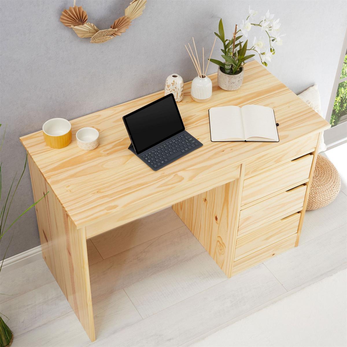 SCHREIBTISCH HUGO natur - Naturfarben, Holz (54/114/76cm) - IDIMEX