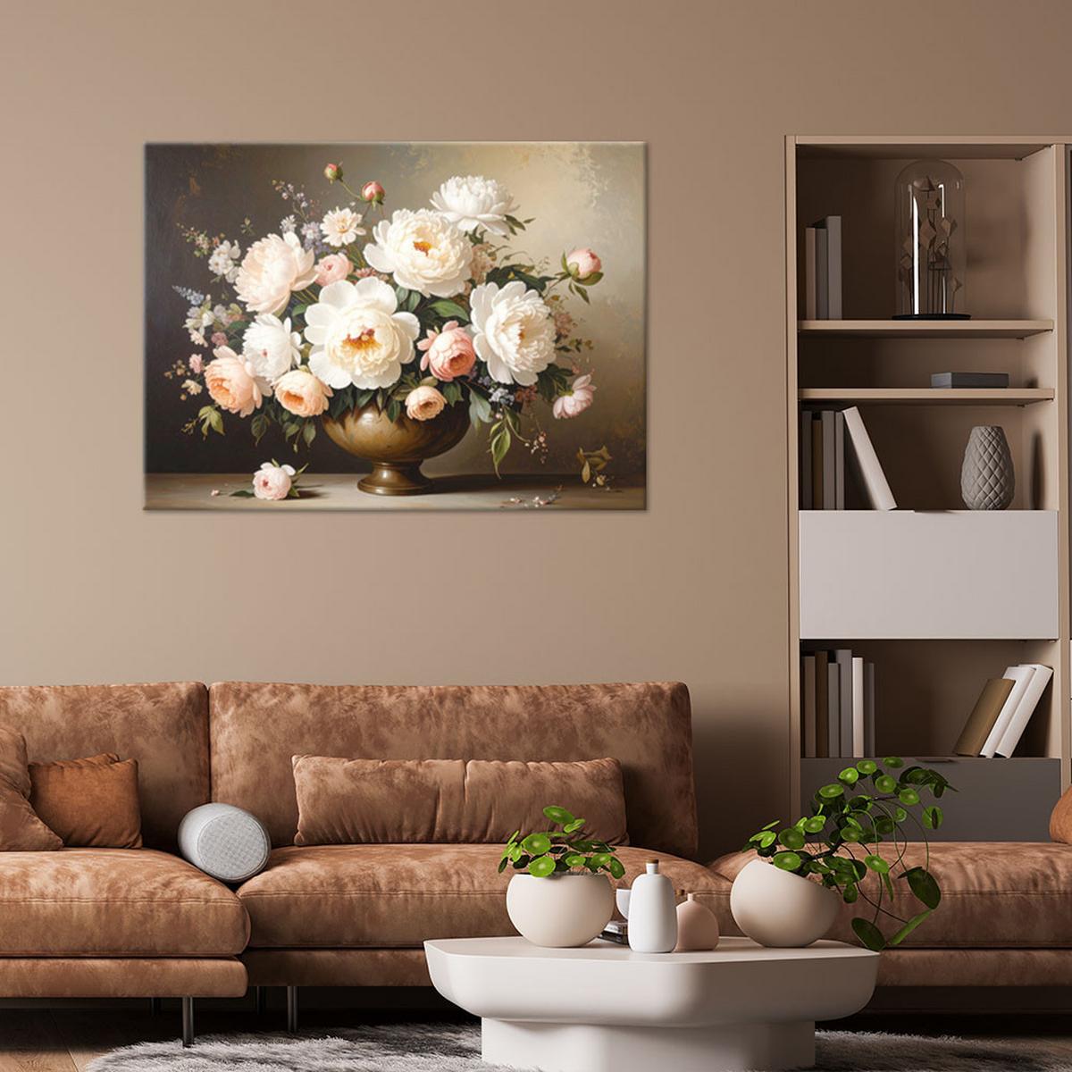 LEINWANDBILD Blumen 100x70cm - Beige, Textil (100/70cm) - Feeby