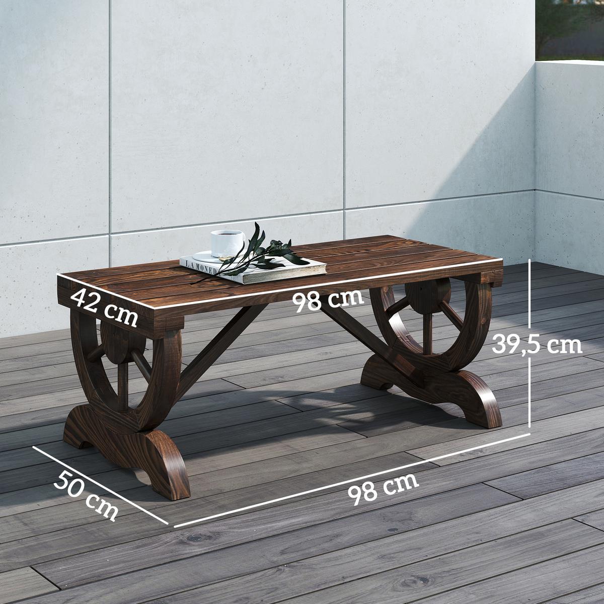 GARTENBANK aus Holz, Wetterfest, Sitzbank, Gartenmöbel, Rustikale, Bank, Braun - Braun, Holz (50/39.5/98cm) - Outsunny