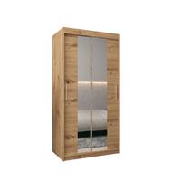 LANGUAGE Schiebetürenschrank mit Spiegel TOKYO 1 200/100/62 2-türig - Silberfarben/Eiche Artisan, Holz/Kunststoff (100/200/62cm) - MÖBEL KRYSPOL