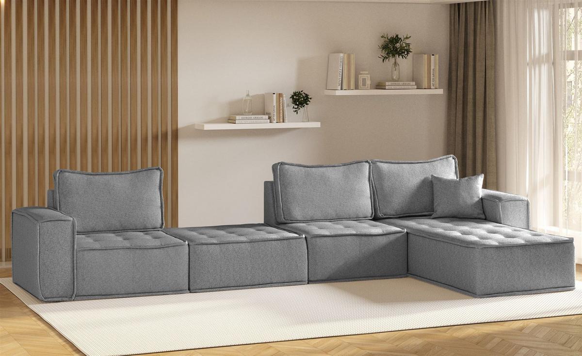POLSTERHOCKER Sande In Raven - Grau, Holzwerkstoff/Textil (90/38/90cm) - Fun Möbel